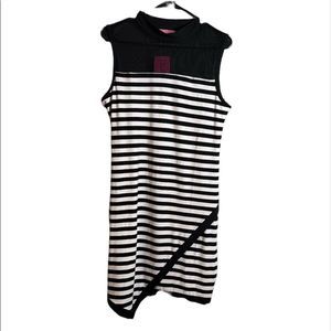 Curve Revolution Dress Black & White Striped Shark Bite Hem Knit Stretchy
